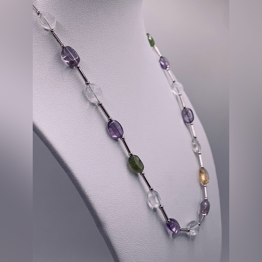 Silpada Rare Sterling Silver Multi Semi-Precious Stone Toggle Necklace - Picture 3 of 8